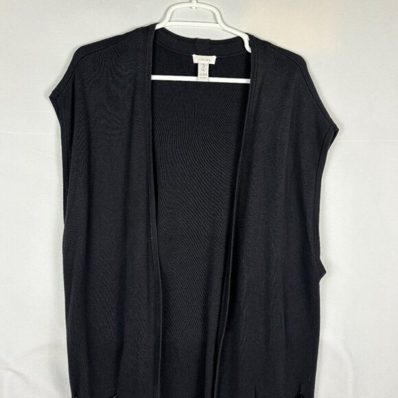 Chico's Long Duster Sweater Vest Sz 3 (XL) Office Lagenlook Cotton Minimalist - Picture 2 of 8